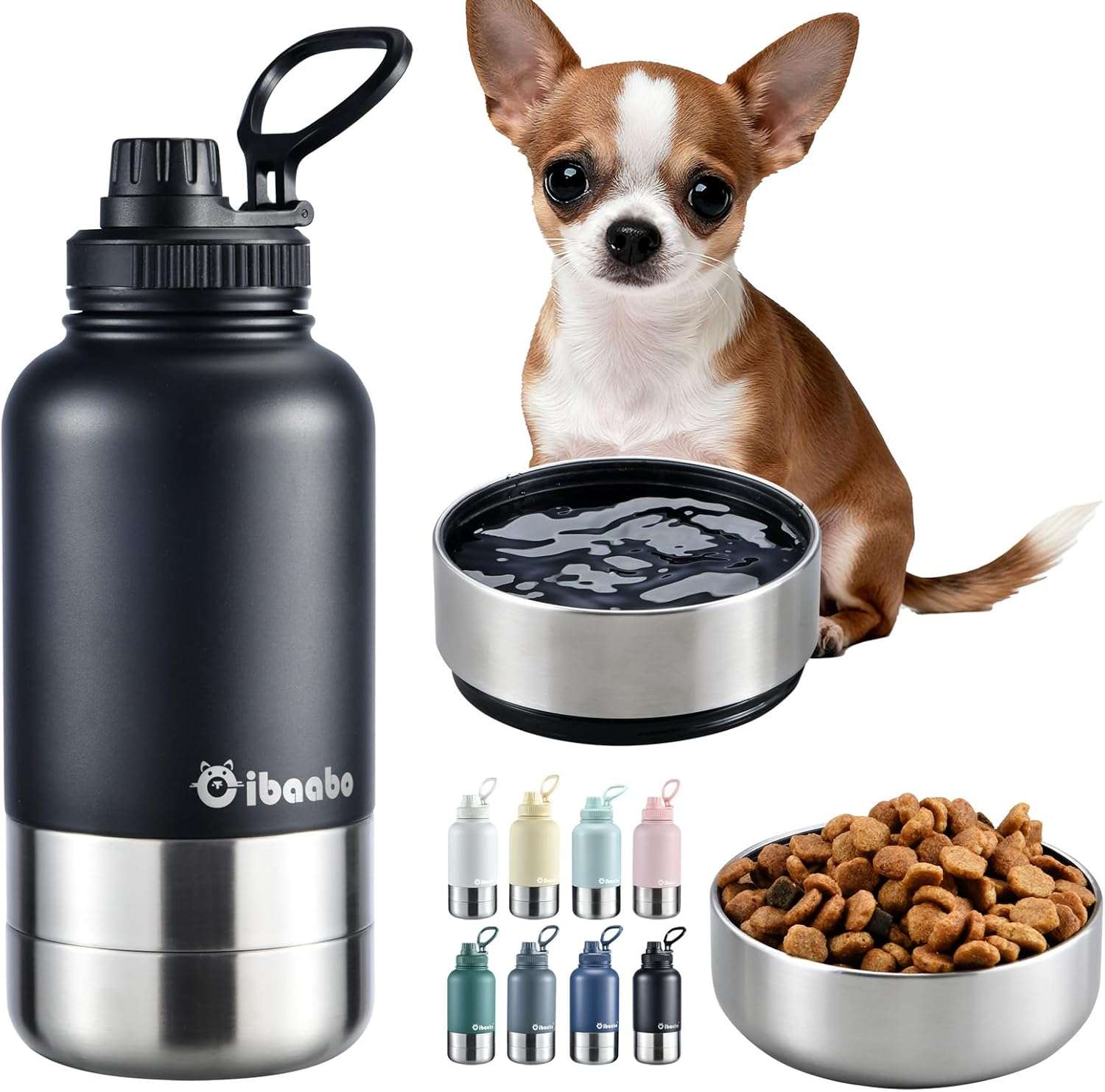 botella de agua termica portatil para perros de 946 mililitros con dos cuencos desmontables y diseño a prueba de fugas