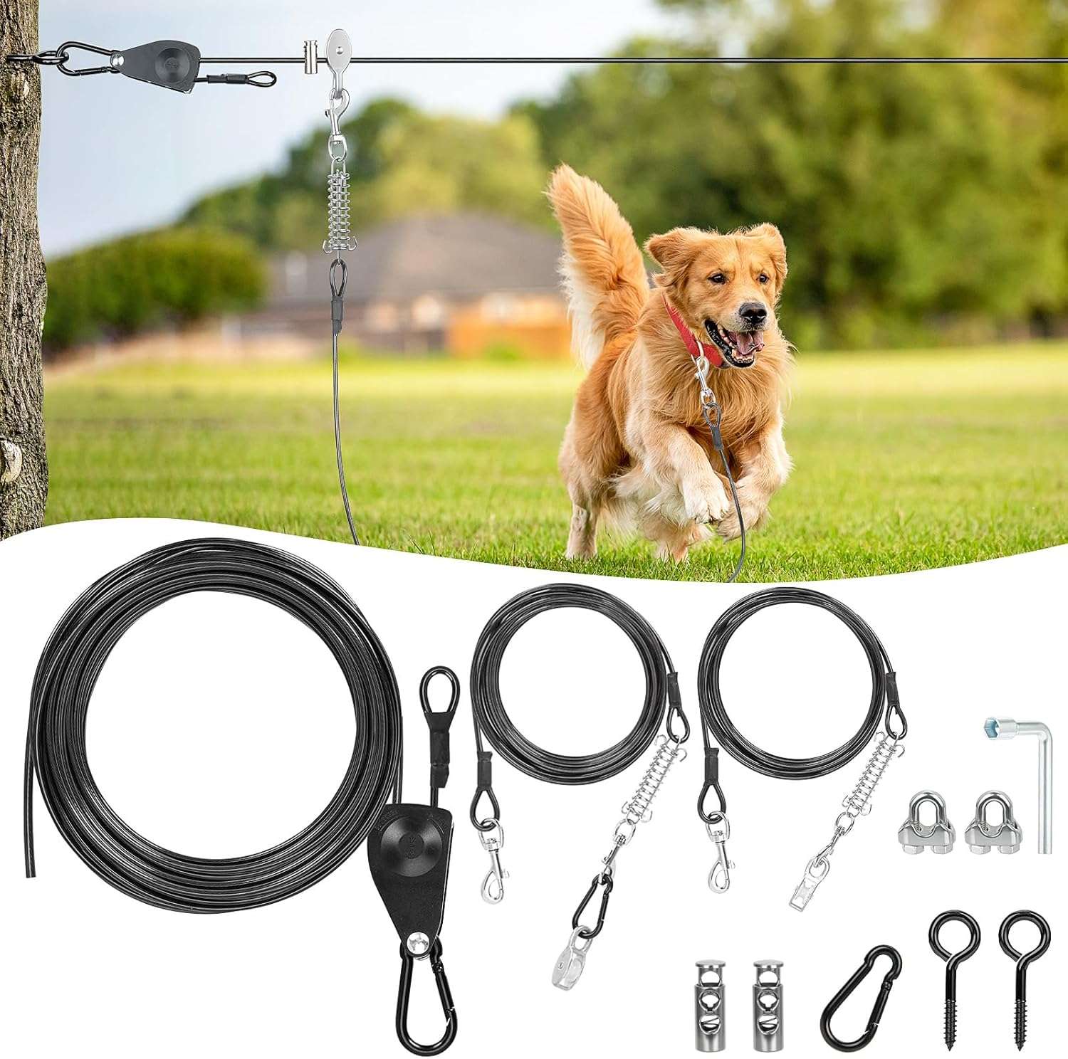 tirolesa aerea para perros de 1524 centimetros con cables de 304.80 y 487.68 centimetros ideal para patios en chile