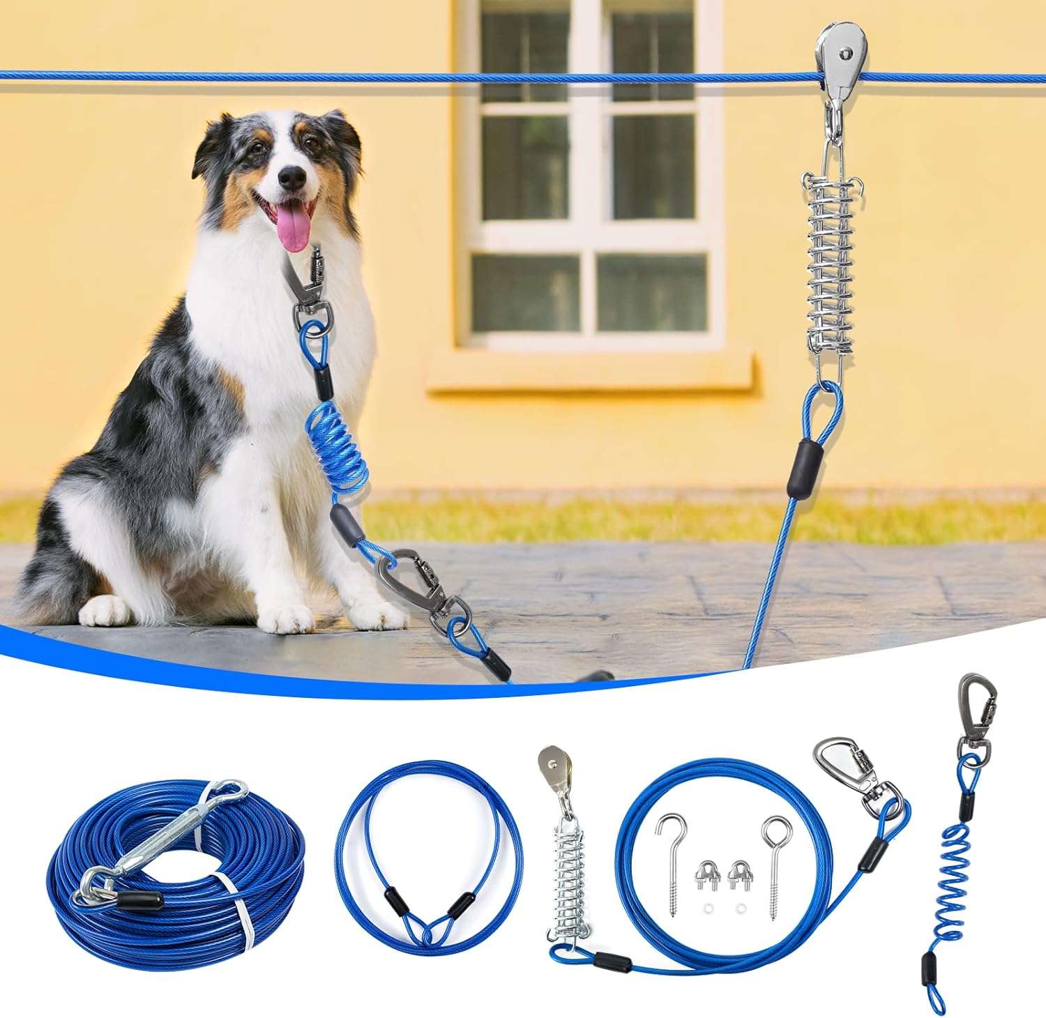 sistema corredor de perros de 1524 centimetros con doble amortiguacion y cable de acero antimordidas en chile
