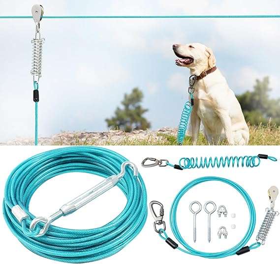 sistema corredor de perros de 1524 centimetros con doble amortiguacion y cable de acero antimordidas en chile