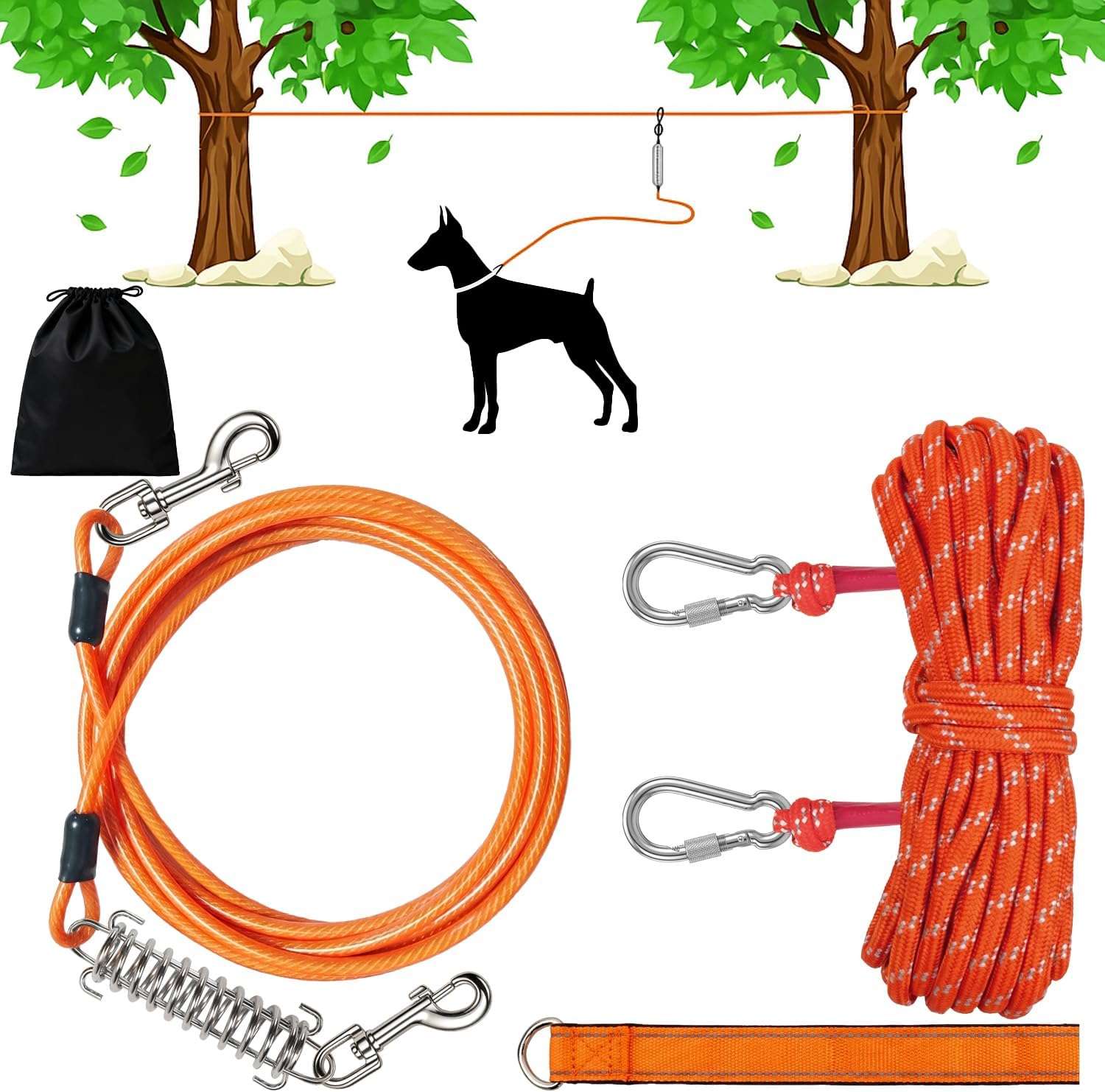 tirolesa reflectante para perros de 1524 centimetros con amortiguador ideal para camping y patio en chile