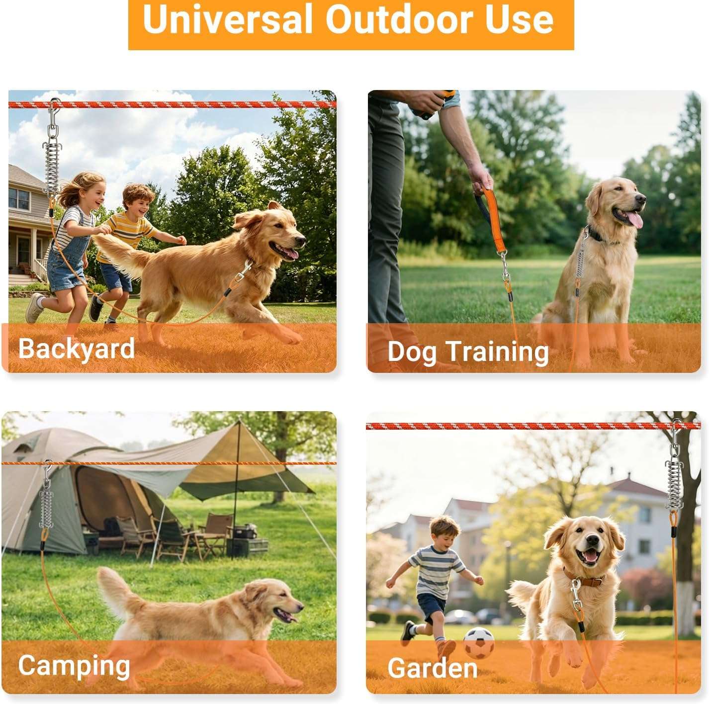 tirolesa reflectante para perros de 1524 centimetros con amortiguador ideal para camping y patio en chile