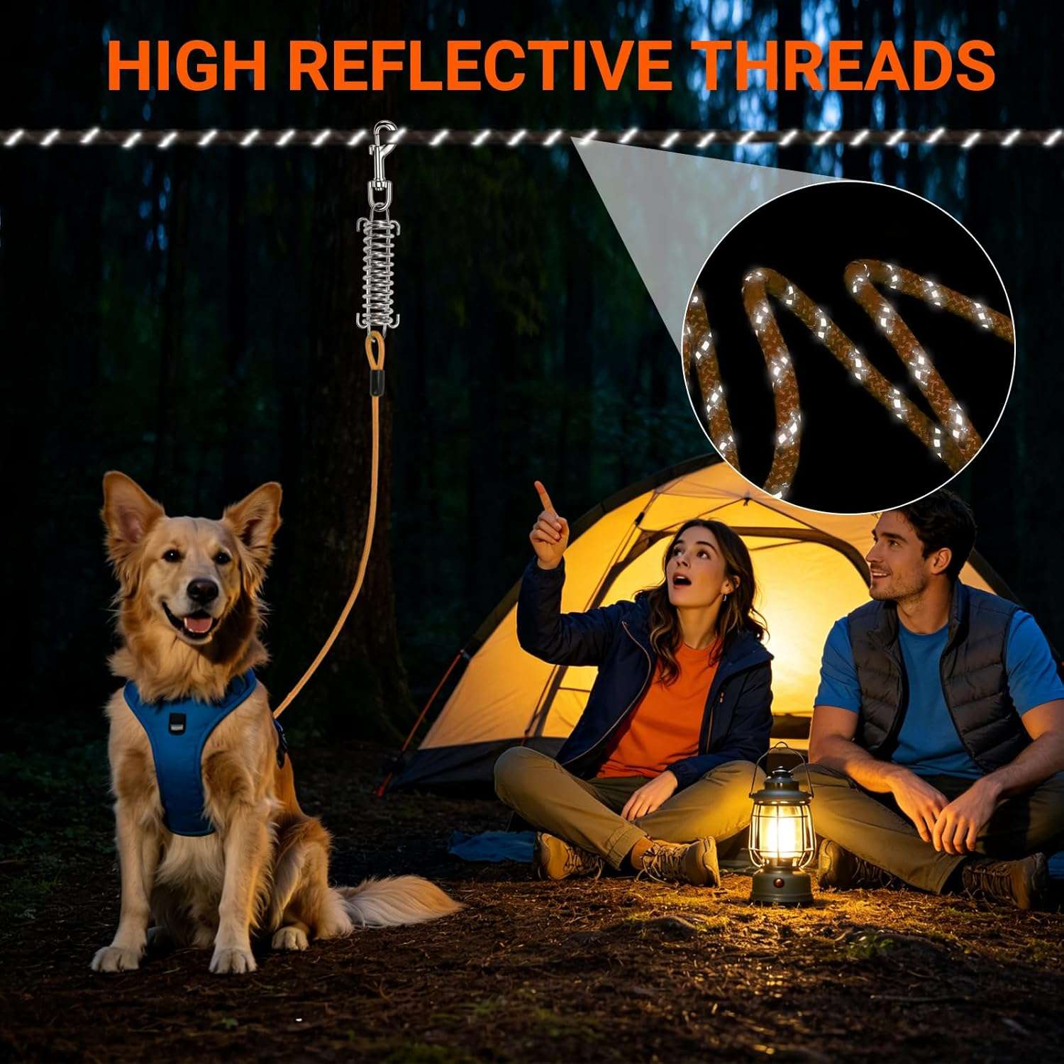 tirolesa reflectante para perros de 1524 centimetros con amortiguador ideal para camping y patio en chile