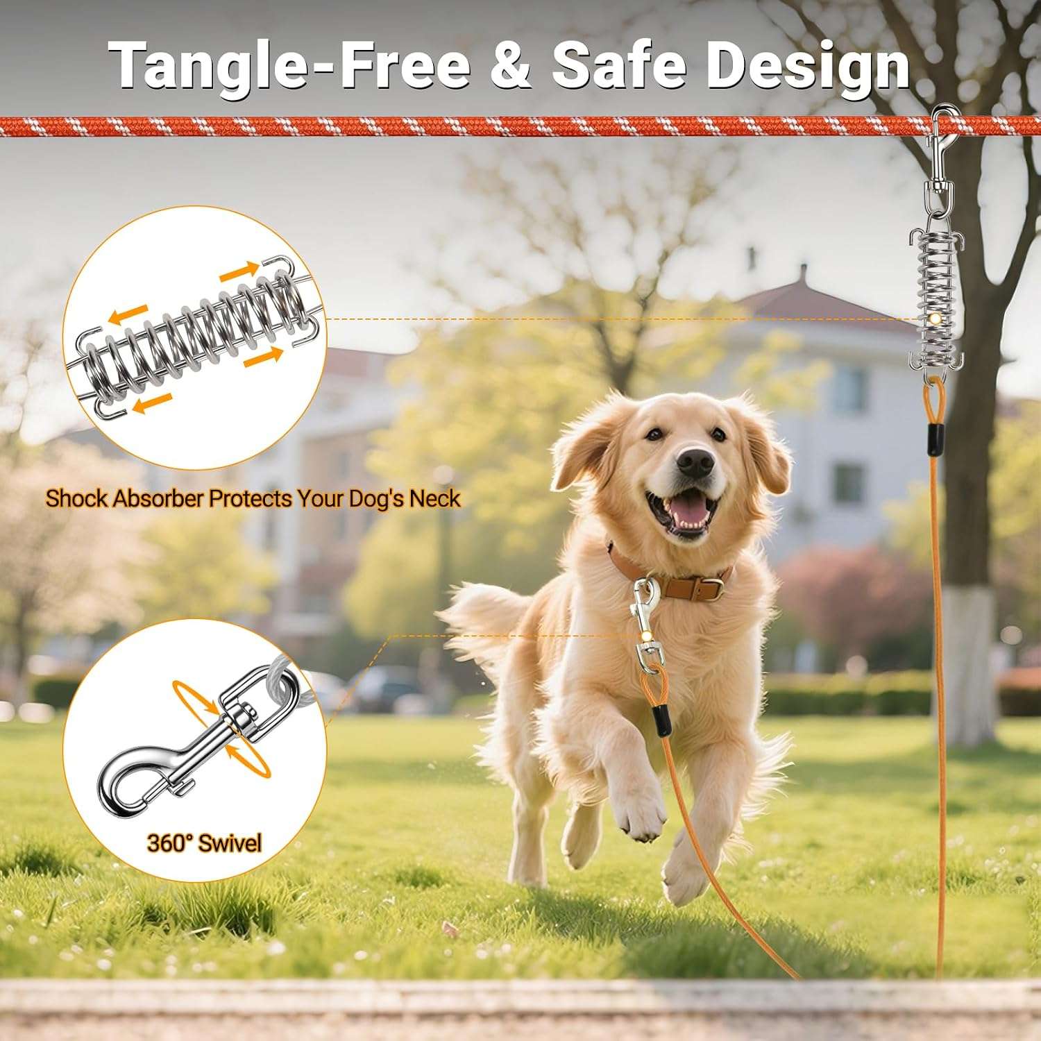 tirolesa reflectante para perros de 1524 centimetros con amortiguador ideal para camping y patio en chile