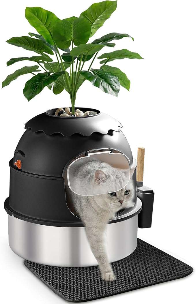 Caja De Arena Gatos Decorativa Acero Inoxidable Cerrada Anti Fugas 48x48x47 cm - Imagen 9