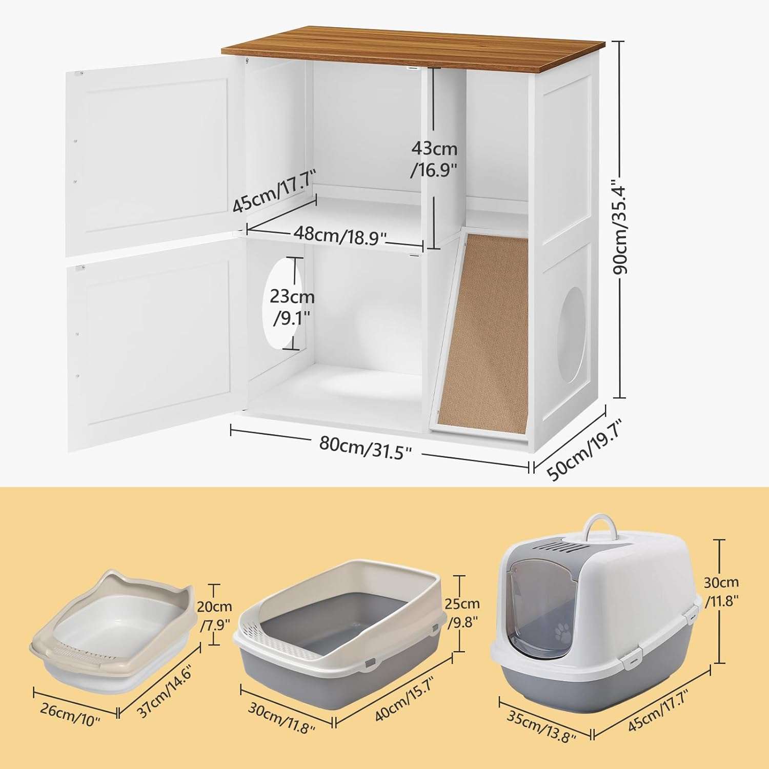Caja De Arena Gatos Doble Estilo Granja 80x50x90 cm - Imagen 8