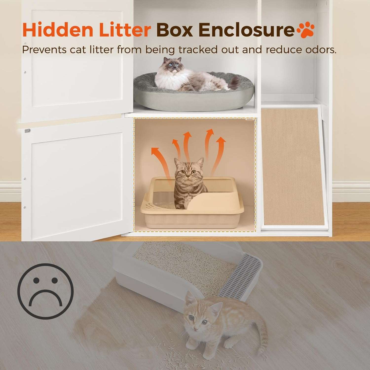Caja De Arena Gatos Doble Estilo Granja 80x50x90 cm - Imagen 5