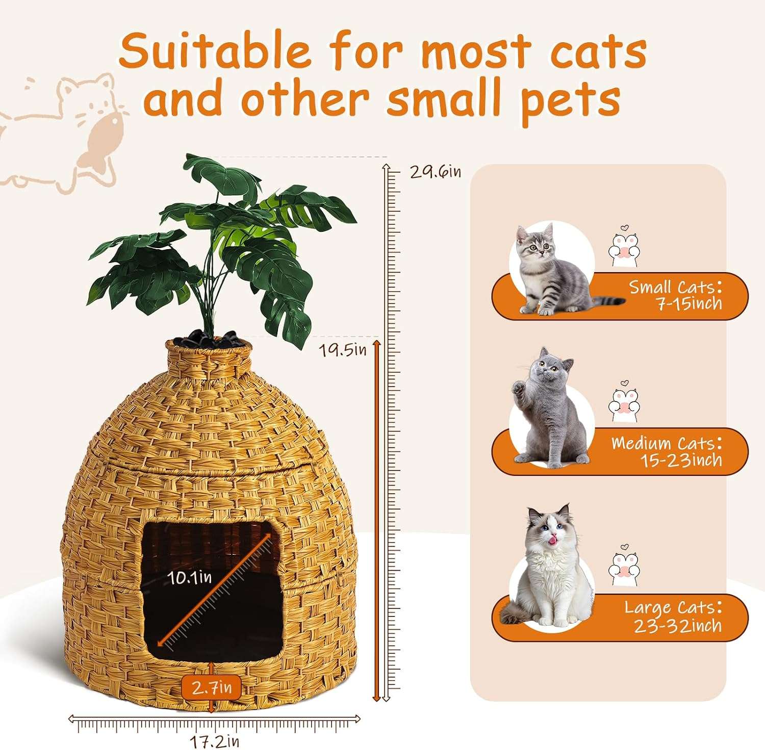 mueble arenero oculto esquinero para gatos de ratan con cama planta artificial y piedras con altura de 76.20 centimetros en chile