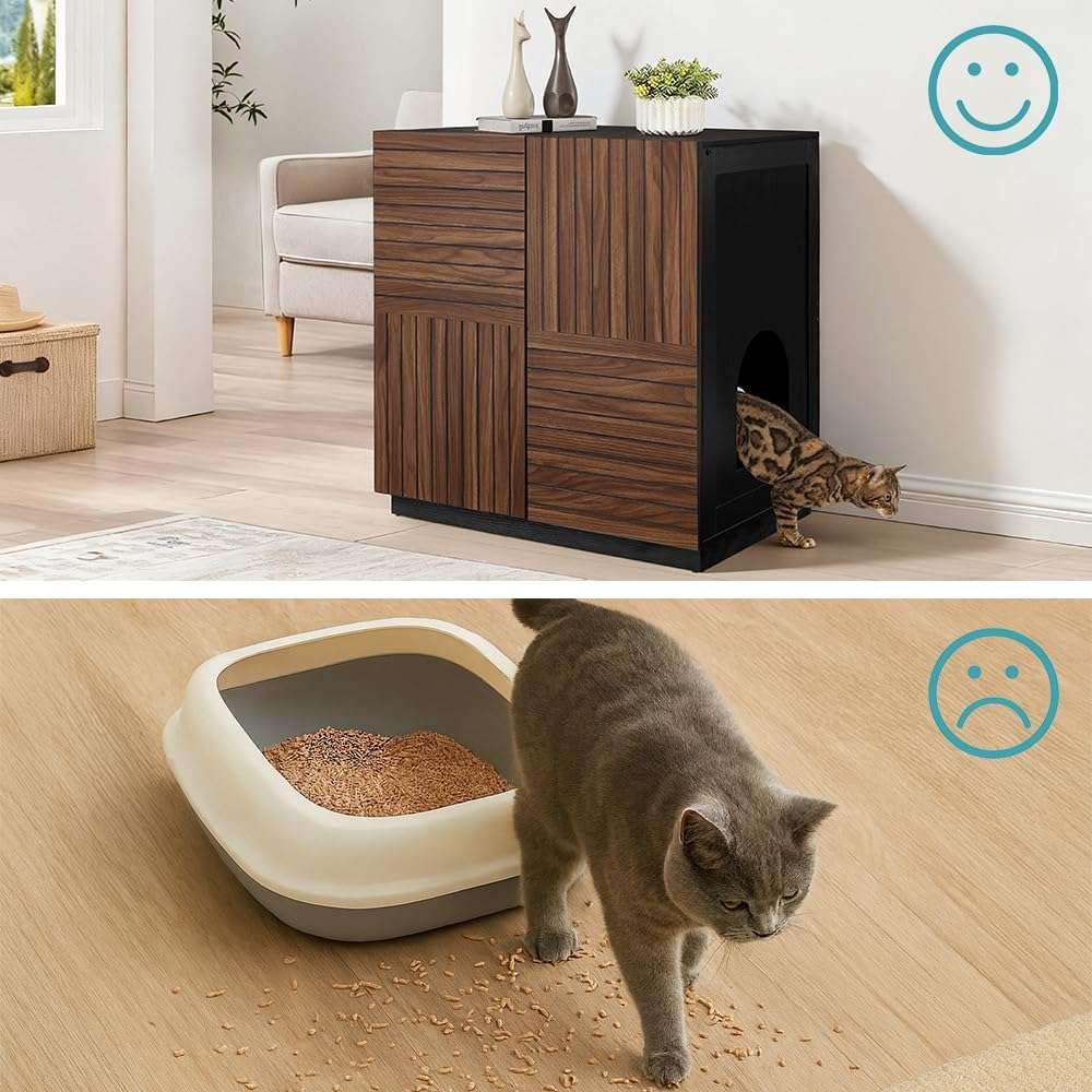 Caja De Arena Gatos Oculta Mueble Entrada Superior Madera MDF - Imagen 8