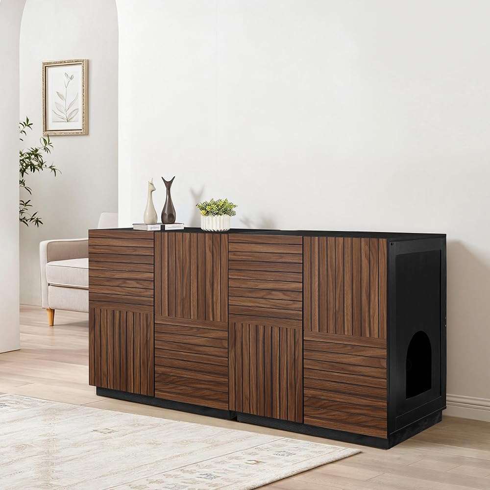 Caja De Arena Gatos Oculta Mueble Entrada Superior Madera MDF - Imagen 2
