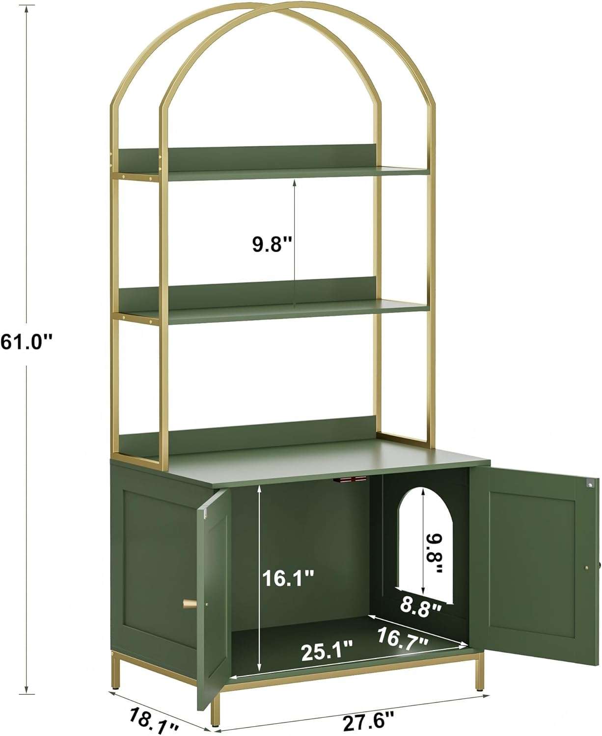 Caja De Arena Gatos Oculta Mueble Estantes Madera Y Metal 70x45x155 cm - Imagen 7