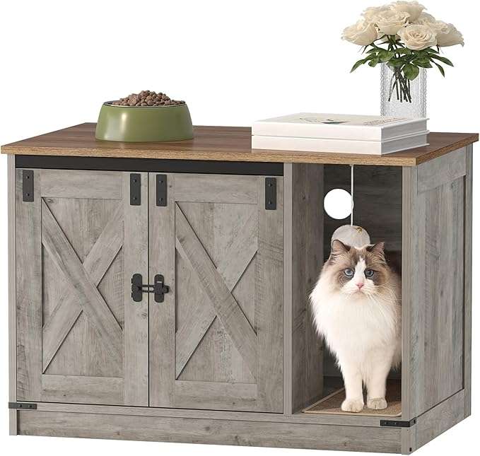 Caja De Arena Gatos Oculta Mueble Madera Decorativo 80x50x53 cm - Imagen 12