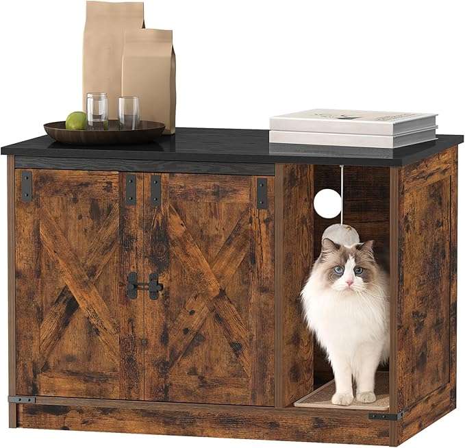 Caja De Arena Gatos Oculta Mueble Madera Decorativo 80x50x53 cm - Imagen 13