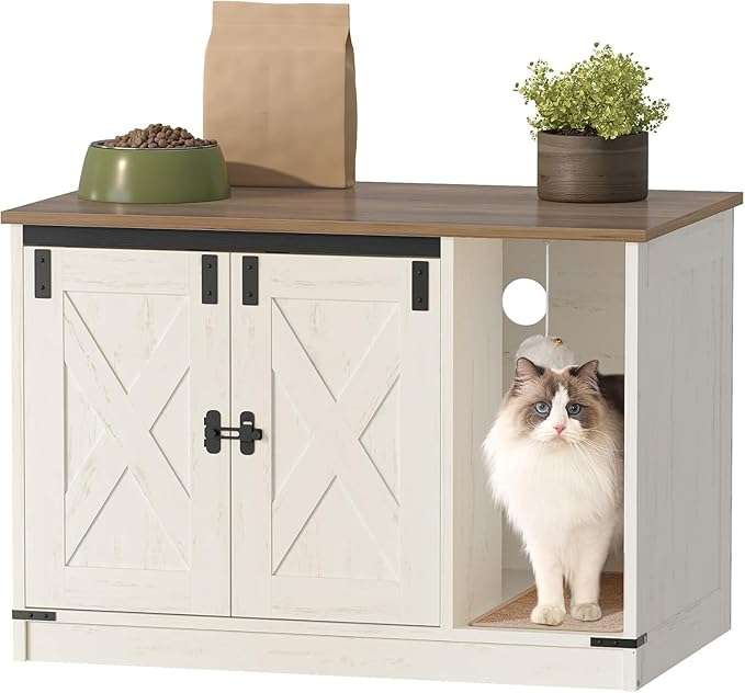 Caja De Arena Gatos Oculta Mueble Madera Decorativo 80x50x53 cm - Imagen 14