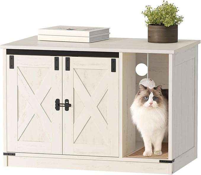 Caja De Arena Gatos Oculta Mueble Madera Decorativo 80x50x53 cm - Imagen 10