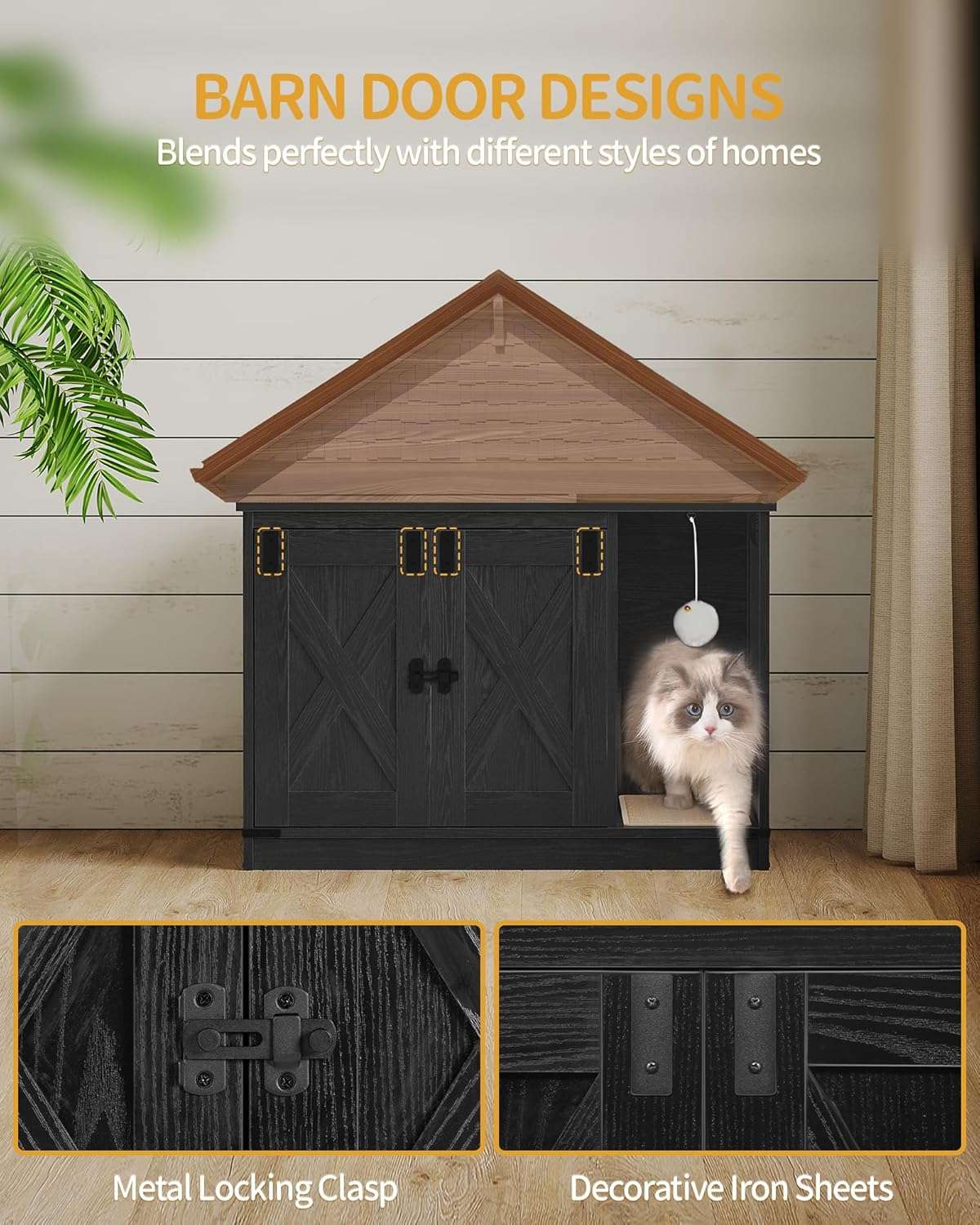 Caja De Arena Gatos Oculta Mueble Madera Decorativo 80x50x53 cm - Imagen 7