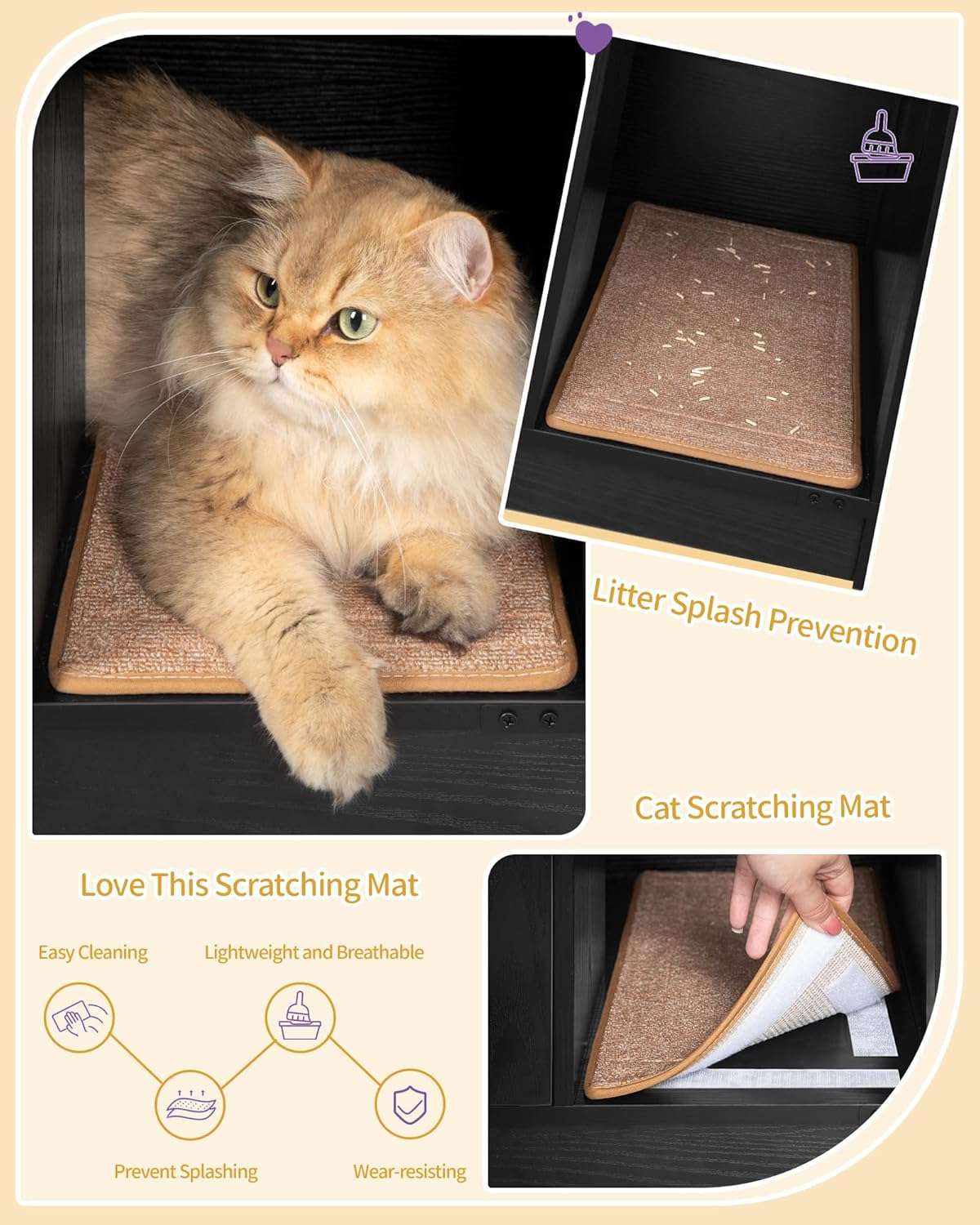 Caja De Arena Gatos Oculta Mueble Madera Decorativo 80x50x53 cm - Imagen 6
