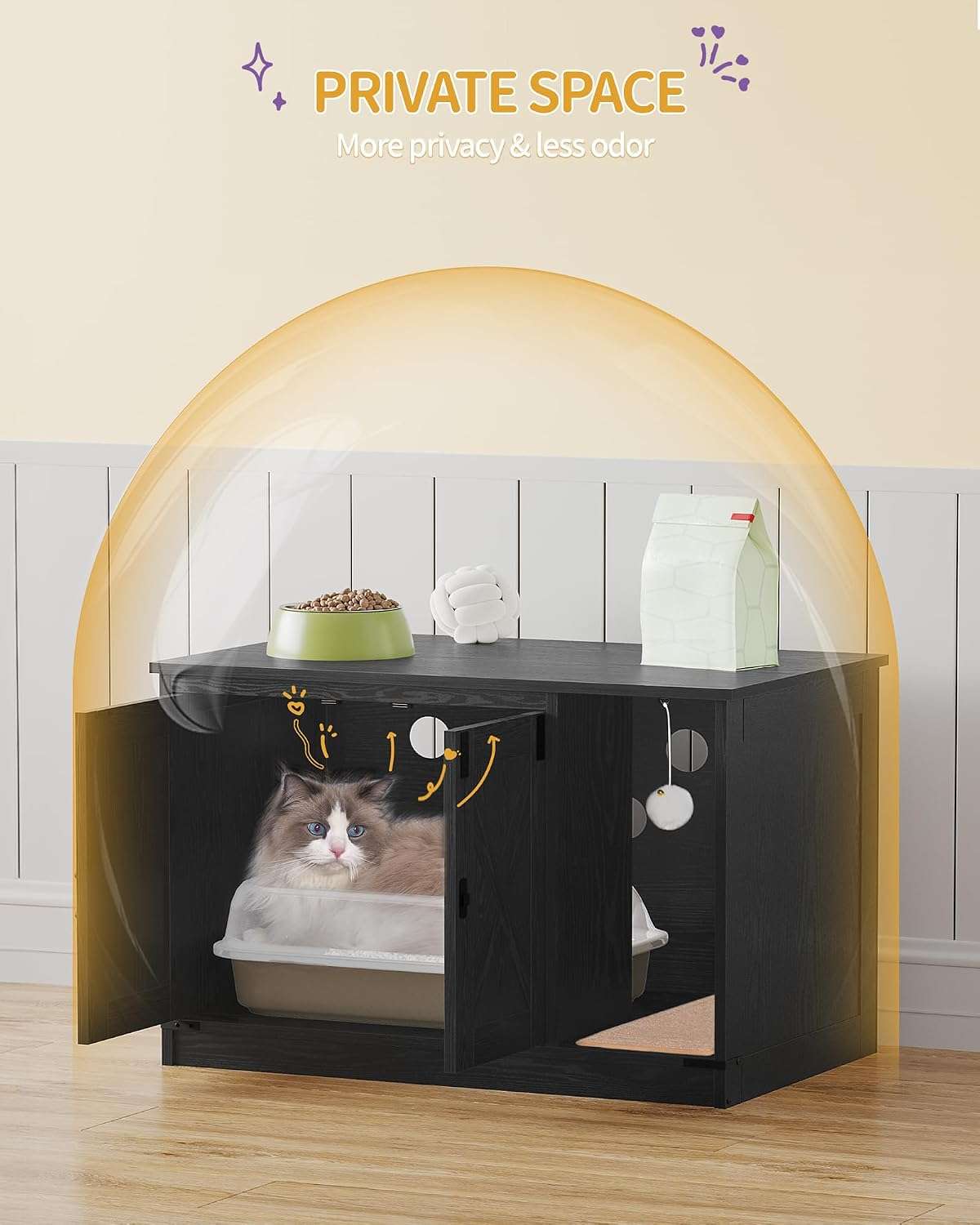 Caja De Arena Gatos Oculta Mueble Madera Decorativo 80x50x53 cm - Imagen 5