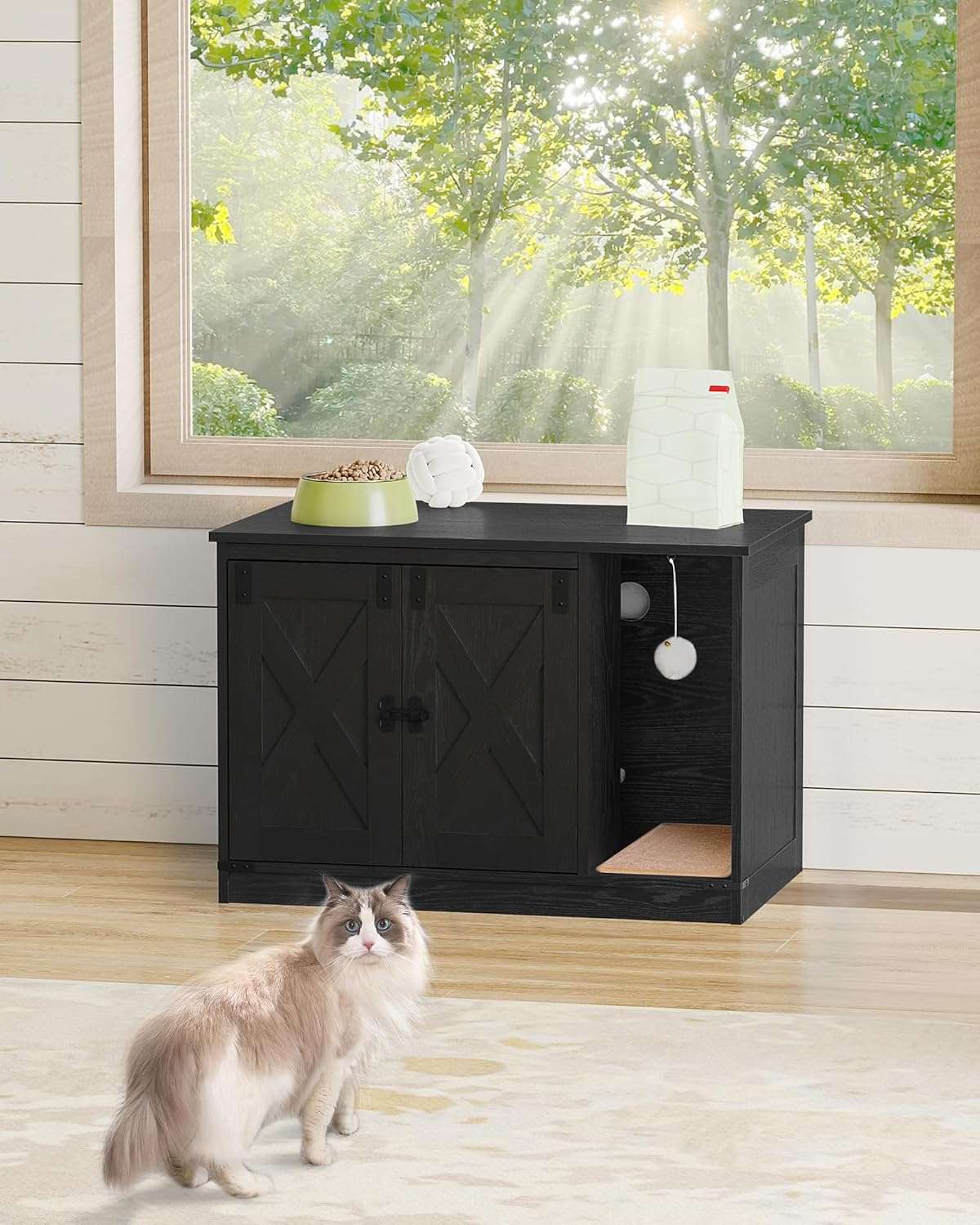Caja De Arena Gatos Oculta Mueble Madera Decorativo 80x50x53 cm - Imagen 3