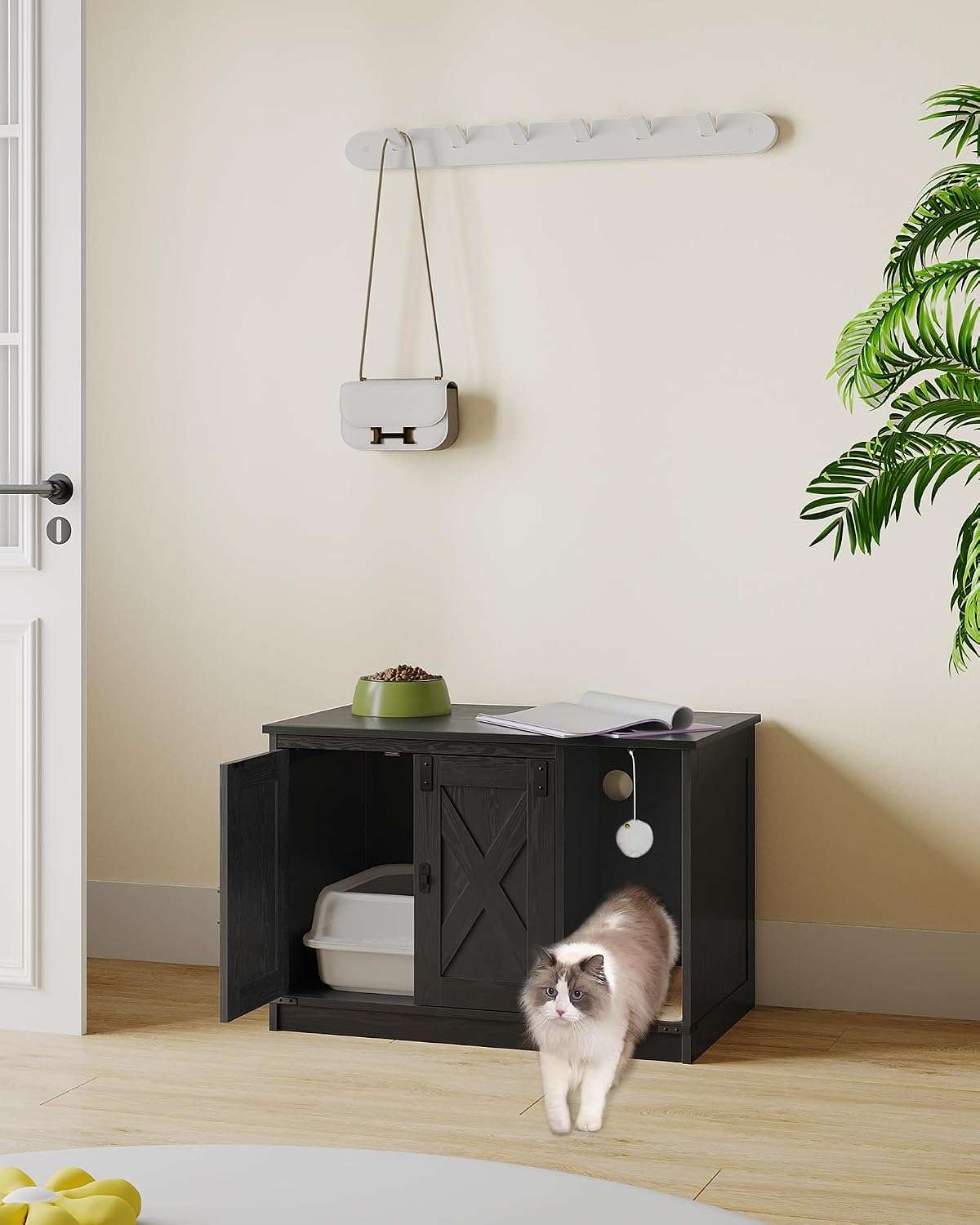 Caja De Arena Gatos Oculta Mueble Madera Decorativo 80x50x53 cm - Imagen 2