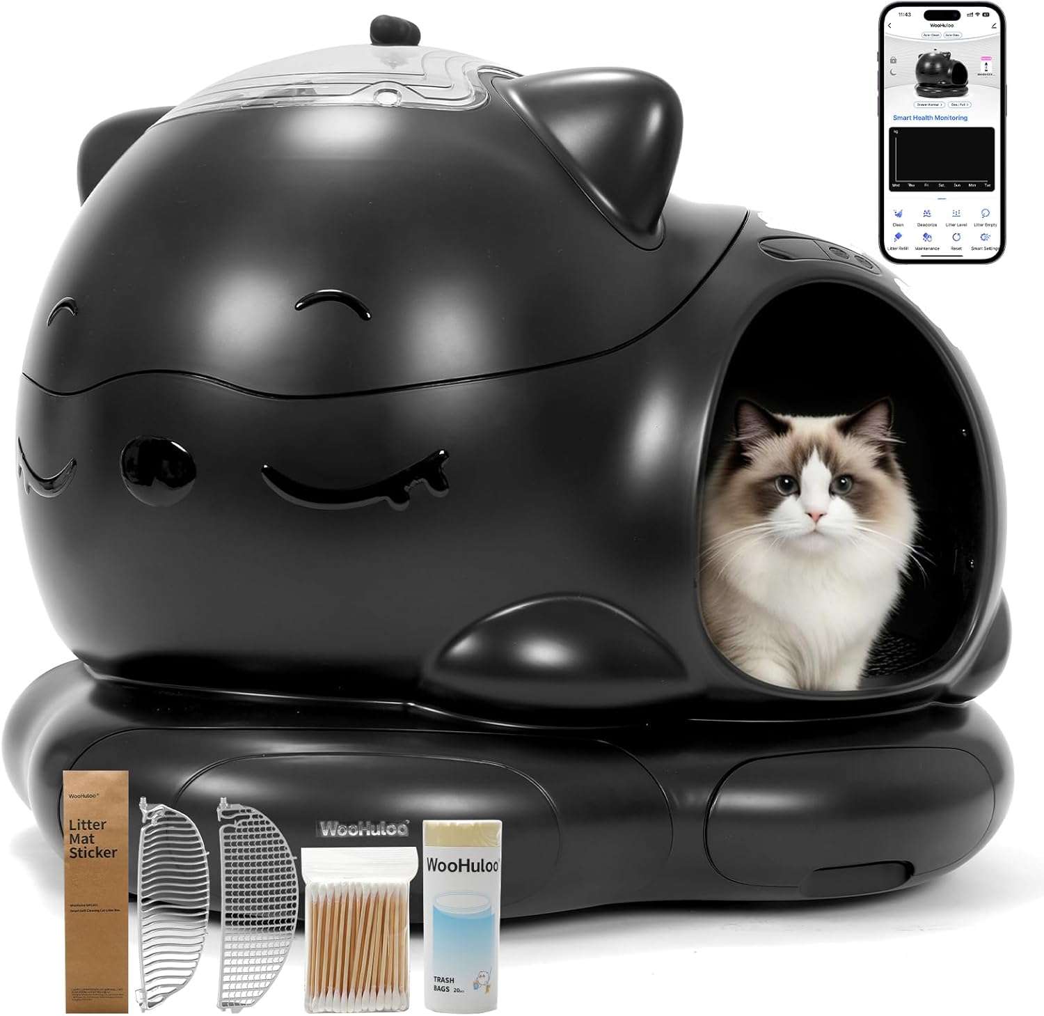 arenero automatico inteligente para gatos de 80 litros con control por aplicacion y sensores de seguridad ideal para chile