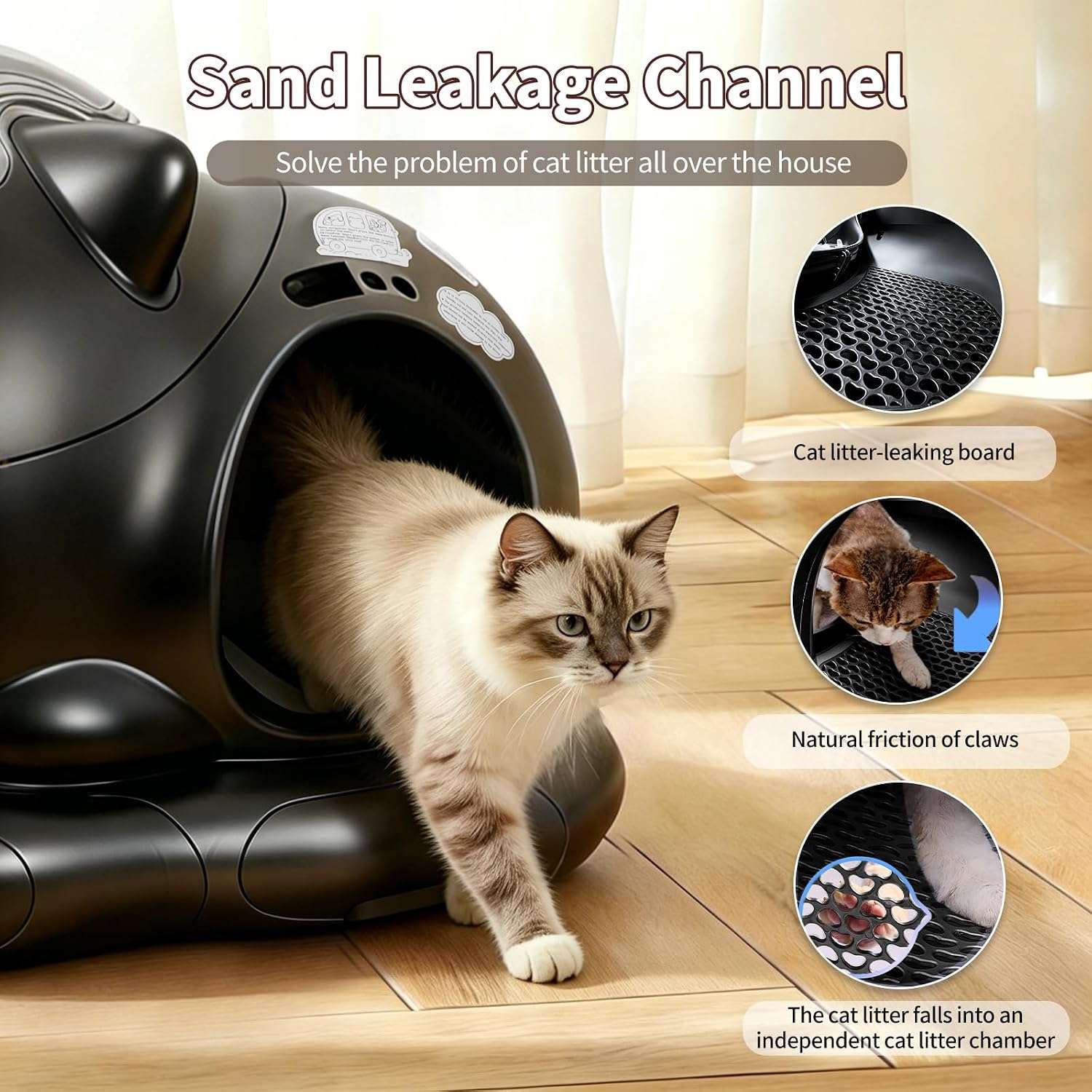 arenero automatico inteligente para gatos de 80 litros con control por aplicacion y sensores de seguridad ideal para chile