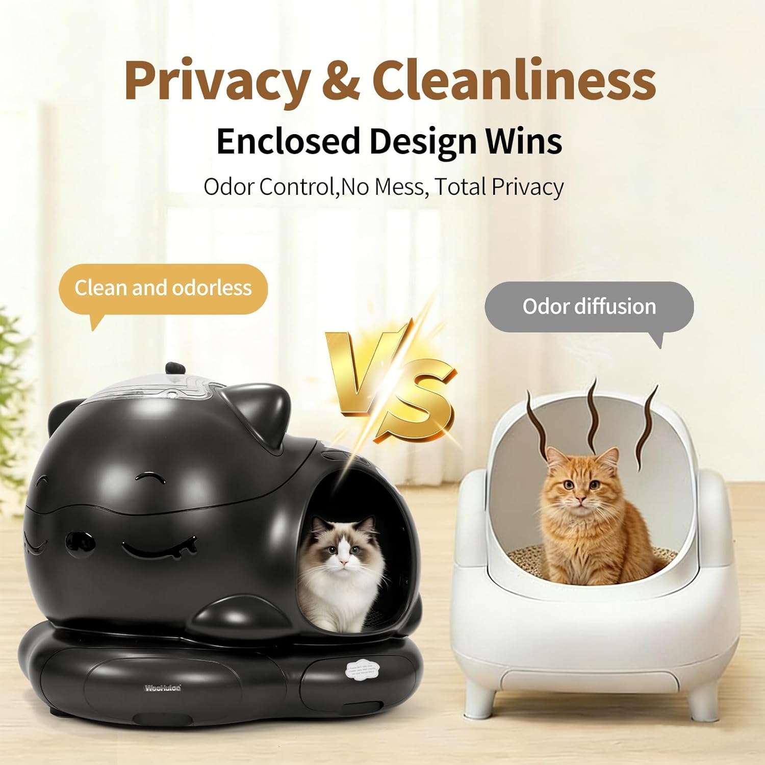 arenero automatico inteligente para gatos de 80 litros con control por aplicacion y sensores de seguridad ideal para chile