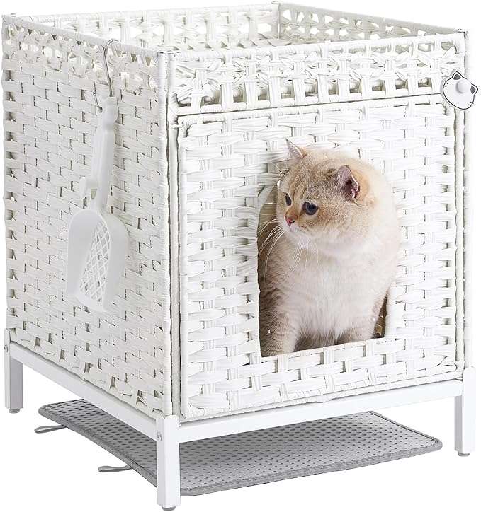 mueble arenero oculto para gatos SETVSON de ratan tejido a mano con medidas de 46.99 por 52.07 por 58.93 centimetros en chile