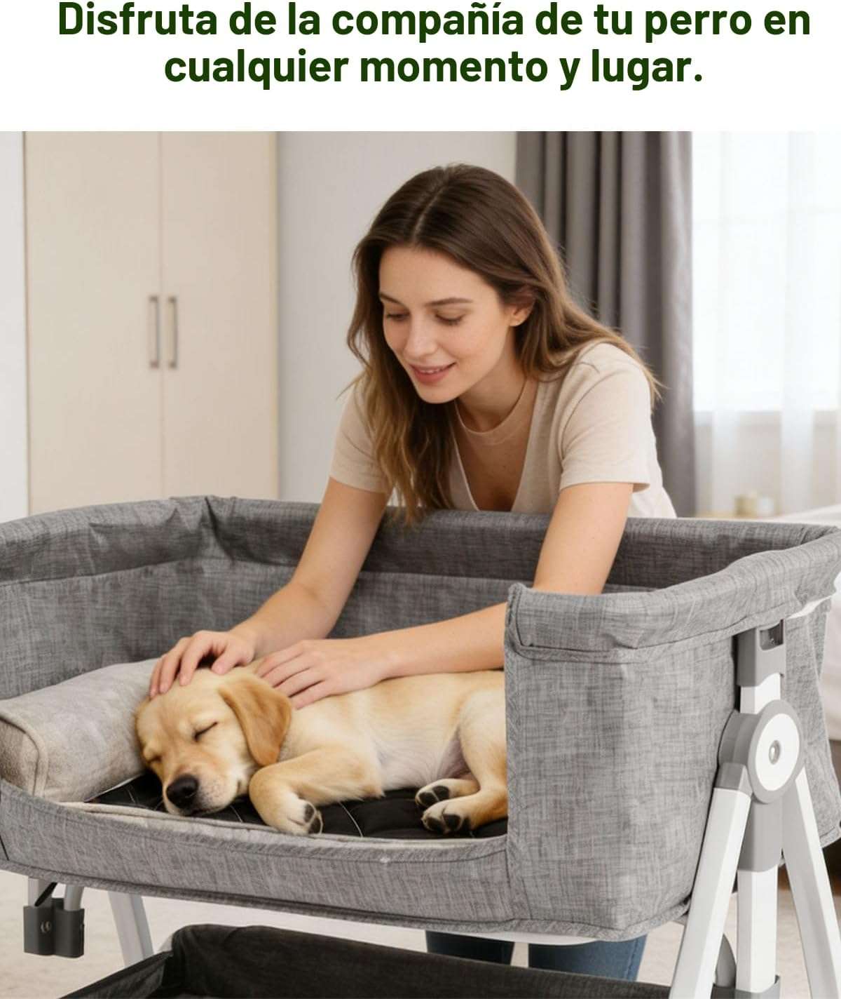 cama extension de altura ajustable para perros y gatos de 75 por 55 por 82 centimetros con ruedas y almacenamiento inferior ideal para chile