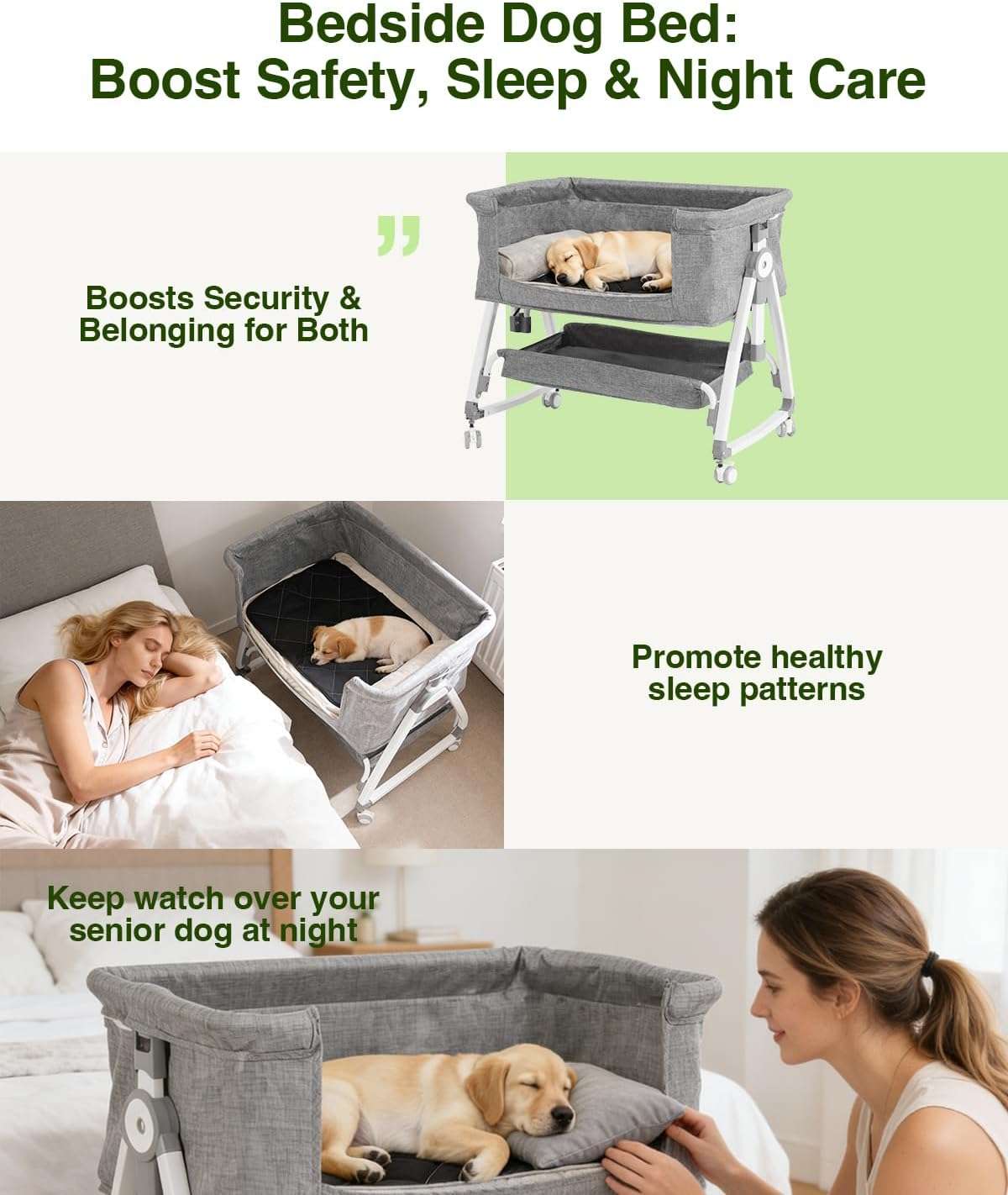 cama extension de altura ajustable para perros y gatos de 75 por 55 por 82 centimetros con ruedas y almacenamiento inferior ideal para chile