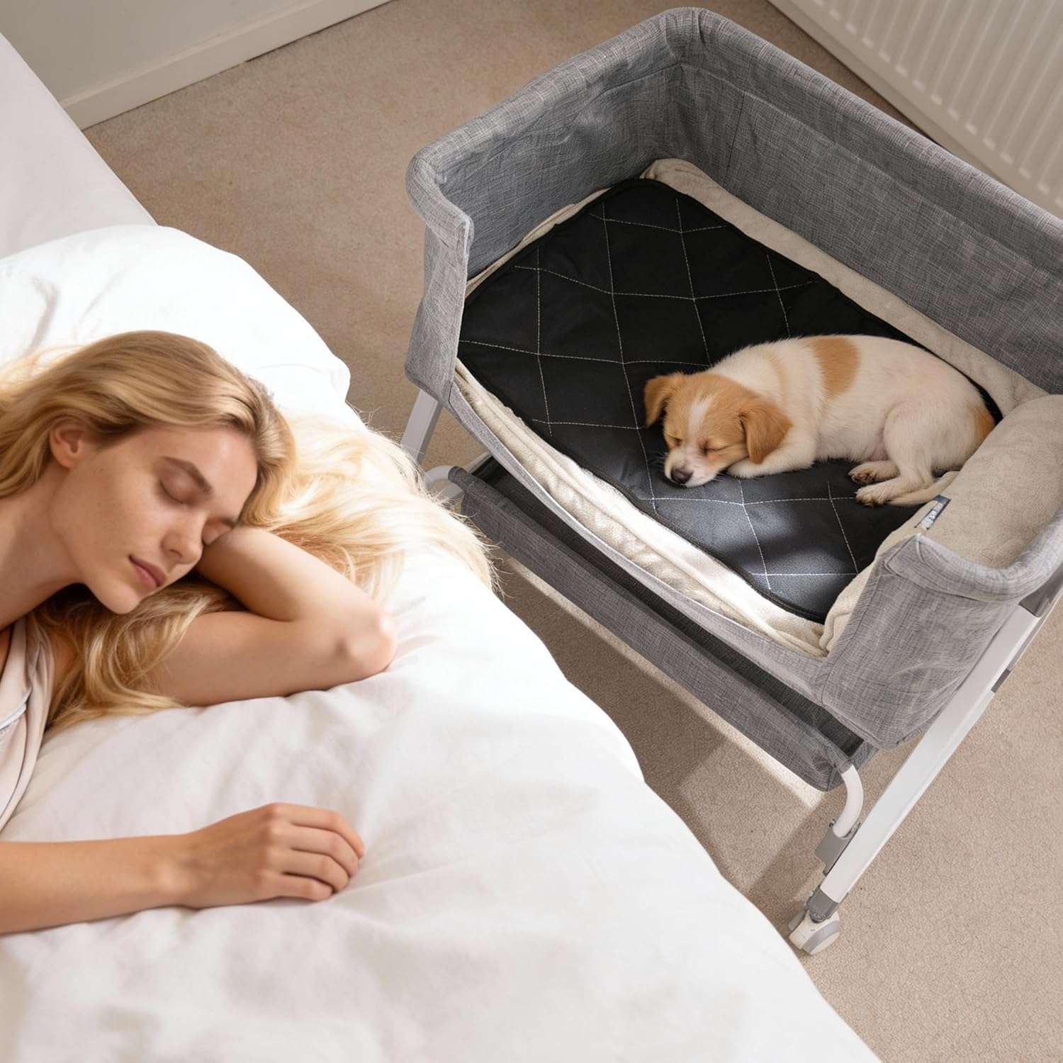 cama extension de altura ajustable para perros y gatos de 75 por 55 por 82 centimetros con ruedas y almacenamiento inferior ideal para chile