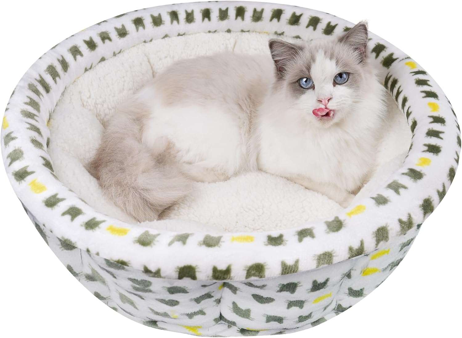 cama antiestres para gatos y perros pequeños redonda de felpa con medidas de 43.94 por 43.94 por 15.24 centimetros