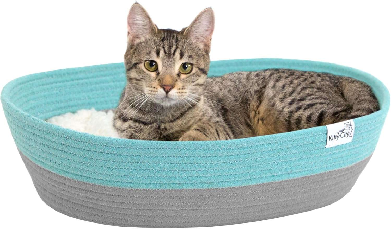 cama tejida de algodon para gatos con cojin lavable y medidas de 48.26 por 35.56 por 12.70 centimetros