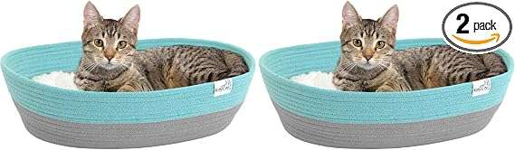 cama tejida de algodon para gatos con cojin lavable y medidas de 48.26 por 35.56 por 12.70 centimetros