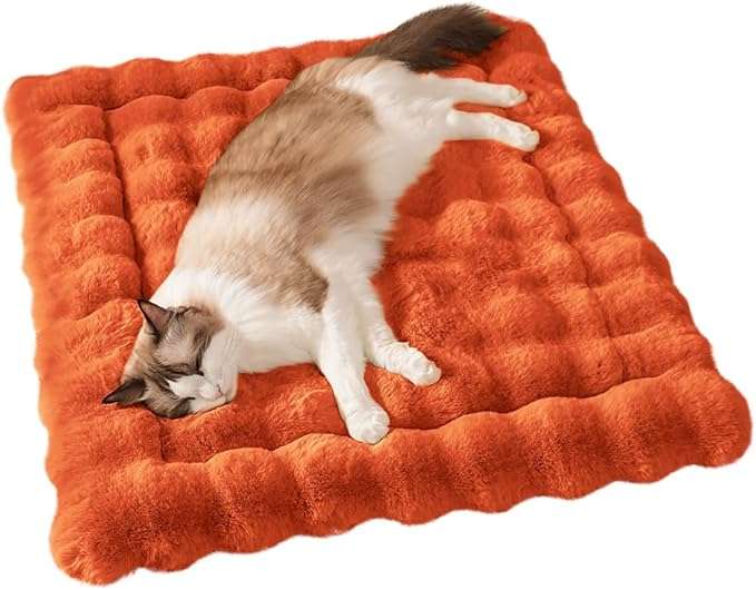tapete cama para gatos gris lavable y antideslizante con medidas de 58.42 por 38.10 centimetros