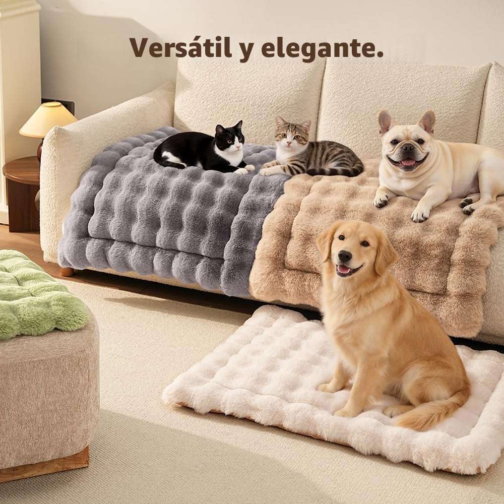 tapete cama para gatos gris lavable y antideslizante con medidas de 58.42 por 38.10 centimetros