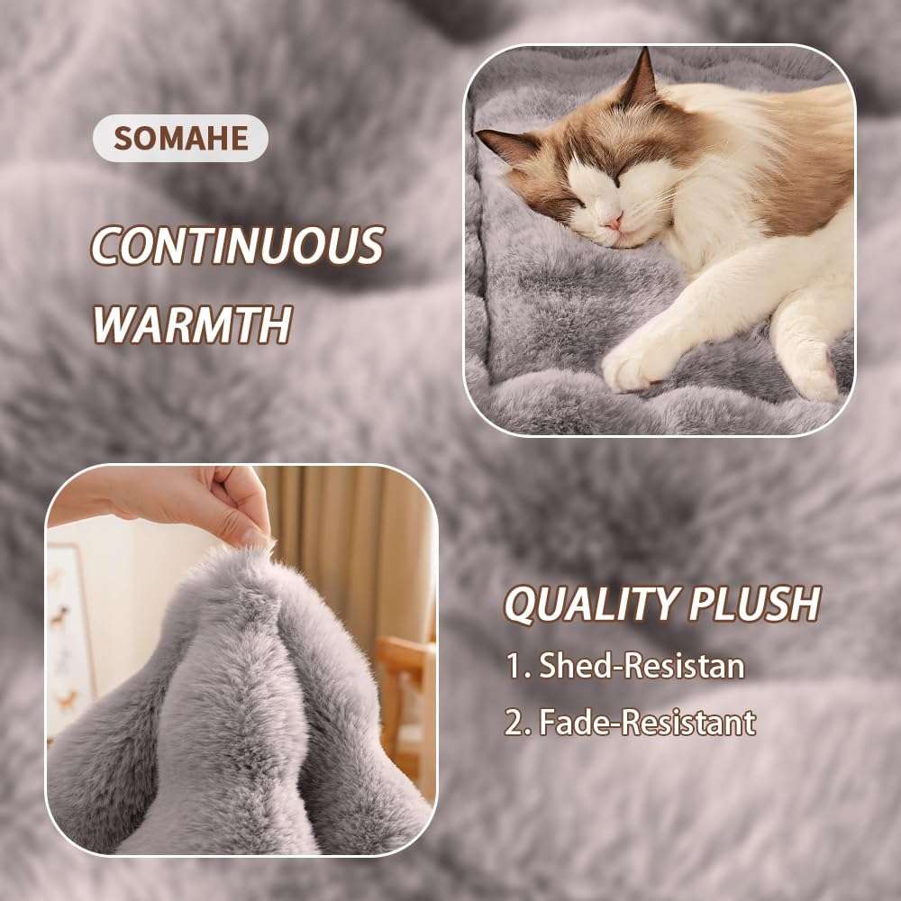 tapete cama para gatos gris lavable y antideslizante con medidas de 58.42 por 38.10 centimetros
