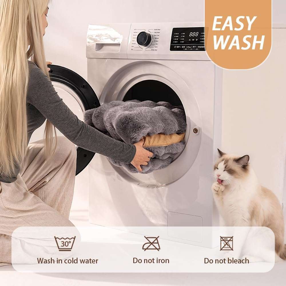 tapete cama para gatos gris lavable y antideslizante con medidas de 58.42 por 38.10 centimetros