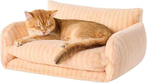 sofa cama nido ortopedico para gatos Hollypet color verde bosque y blanco con medidas de 53.34 por 38.10 por 20.32 centimetros