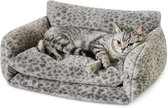 sofa cama nido ortopedico para gatos Hollypet color verde bosque y blanco con medidas de 53.34 por 38.10 por 20.32 centimetros