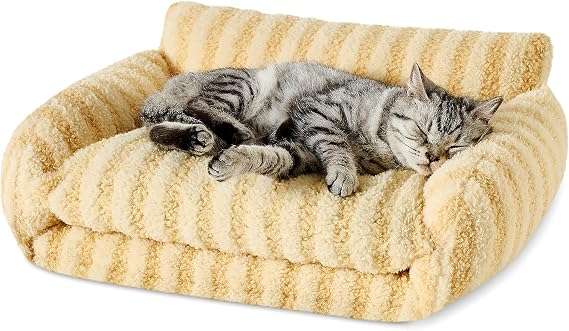 sofa cama nido ortopedico para gatos Hollypet color verde bosque y blanco con medidas de 53.34 por 38.10 por 20.32 centimetros