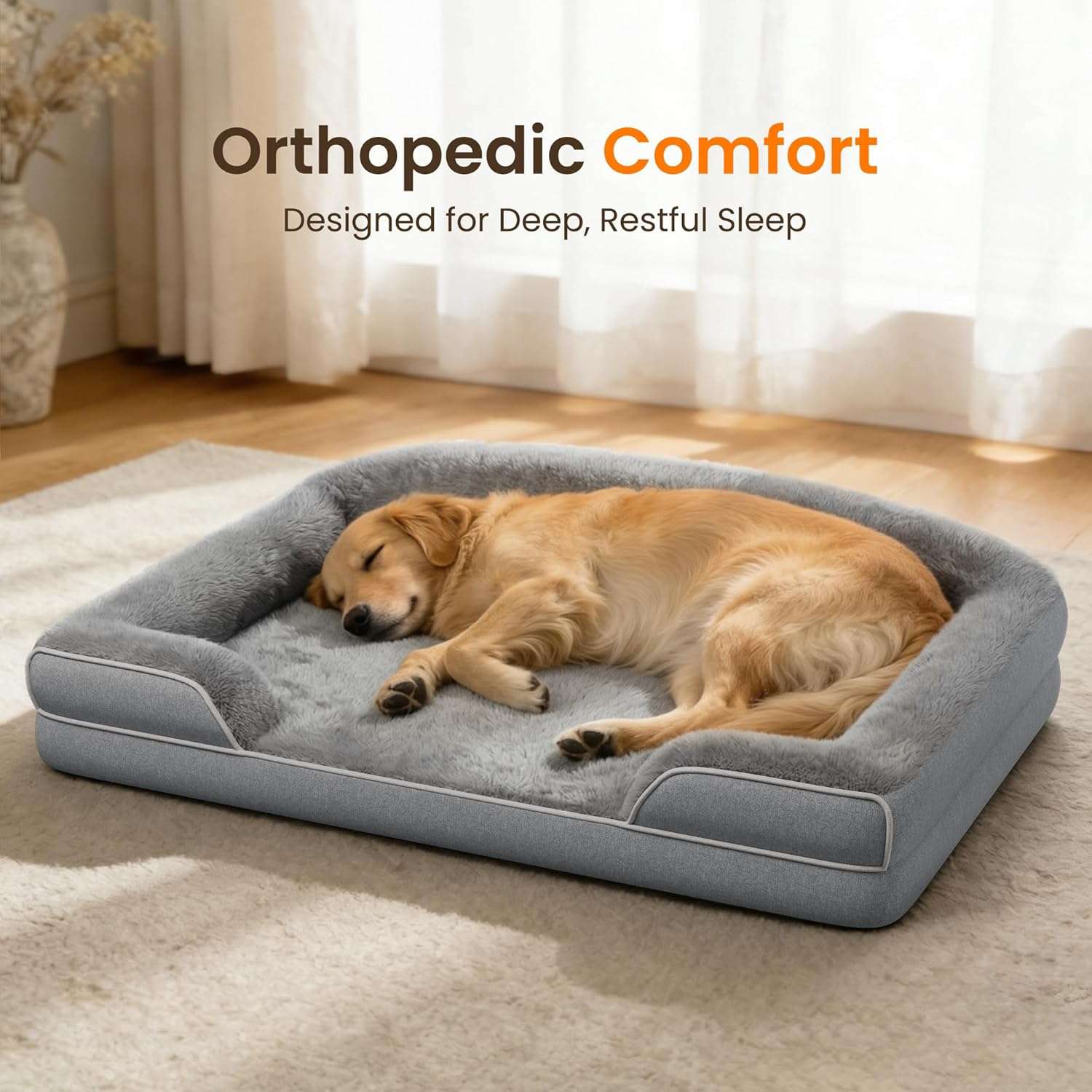 cama ortopedica gris claro para perros medianos de 76 por 51 centimetros con funda lavable y base antideslizante ideal para chile