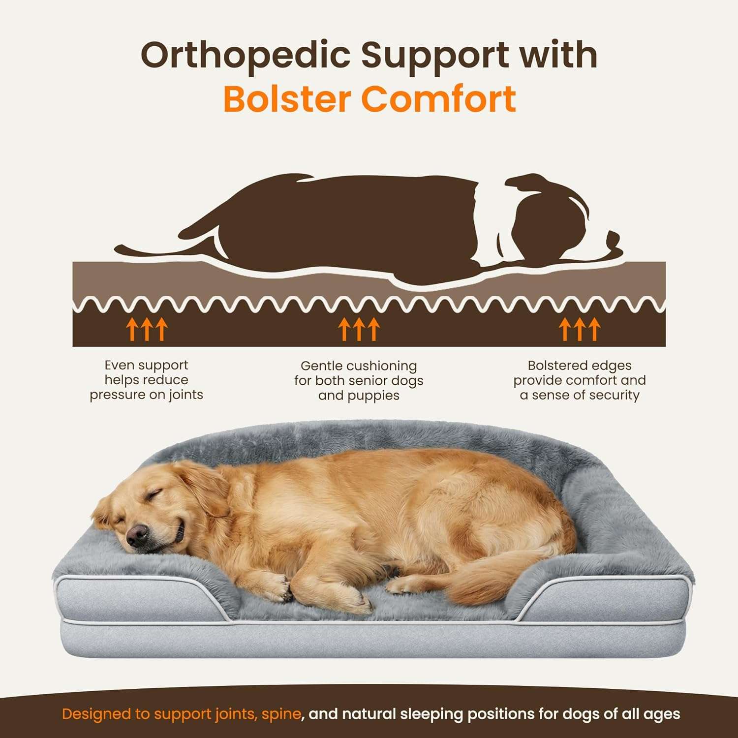 cama ortopedica gris claro para perros medianos de 76 por 51 centimetros con funda lavable y base antideslizante ideal para chile
