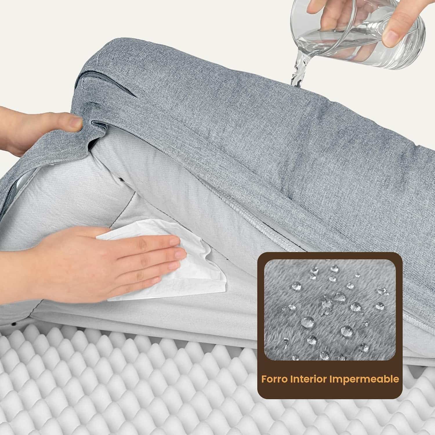 cama ortopedica gris claro para perros medianos de 76 por 51 centimetros con funda lavable y base antideslizante ideal para chile