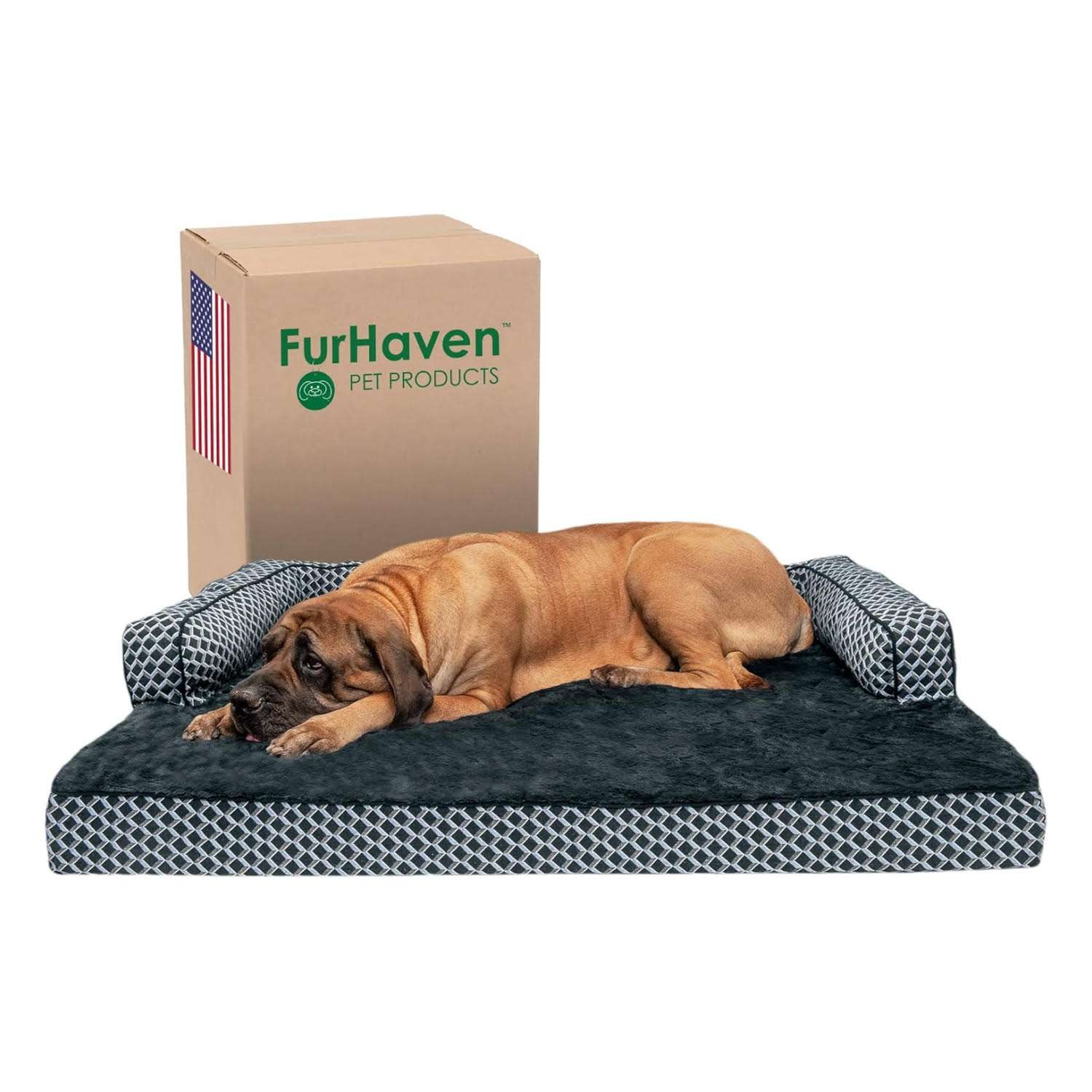 cama ortopedica tipo sofa para perro xxl furhaven de 135 centimetros color azul diamante con funda extraible lavable ideal para chile