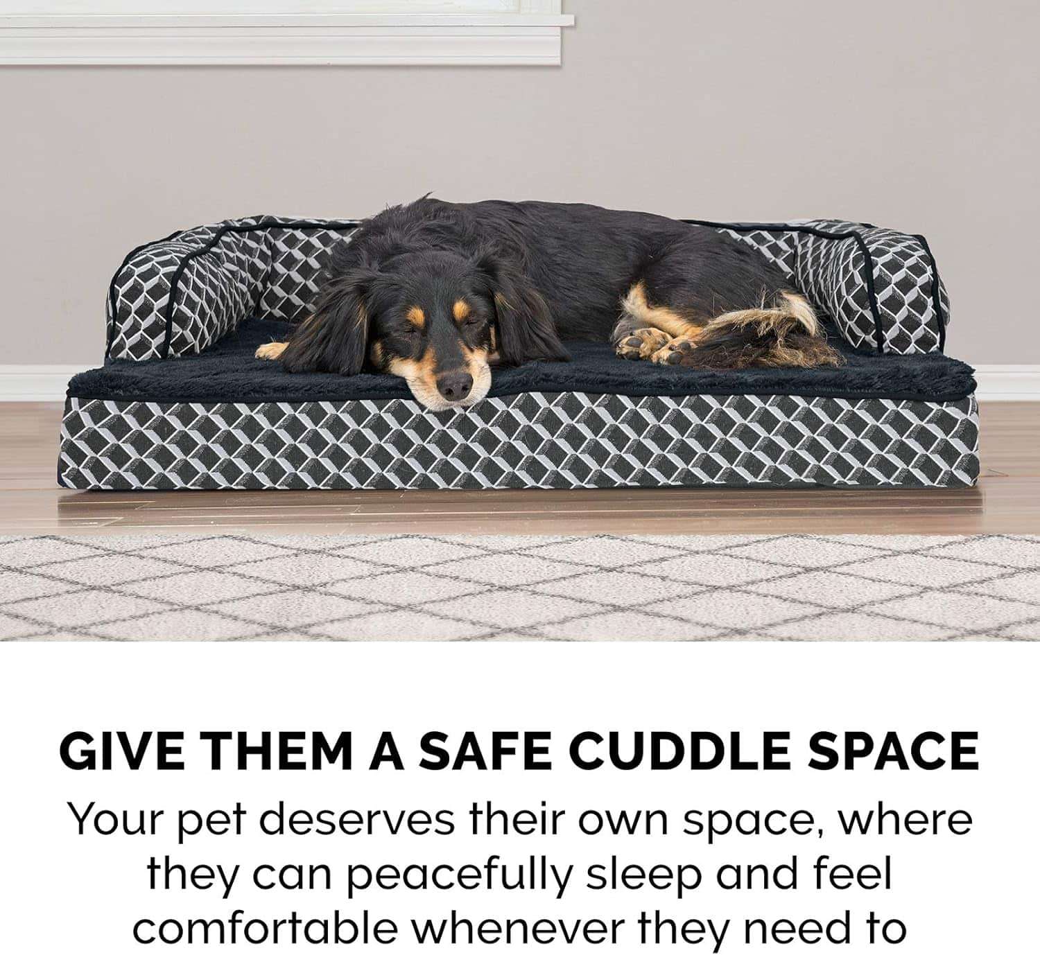 cama ortopedica tipo sofa para perro xxl furhaven de 135 centimetros color azul diamante con funda extraible lavable ideal para chile