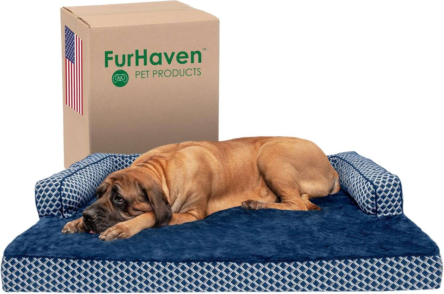 cama ortopedica tipo sofa para perro xxl furhaven de 135 centimetros color azul diamante con funda extraible lavable ideal para chile