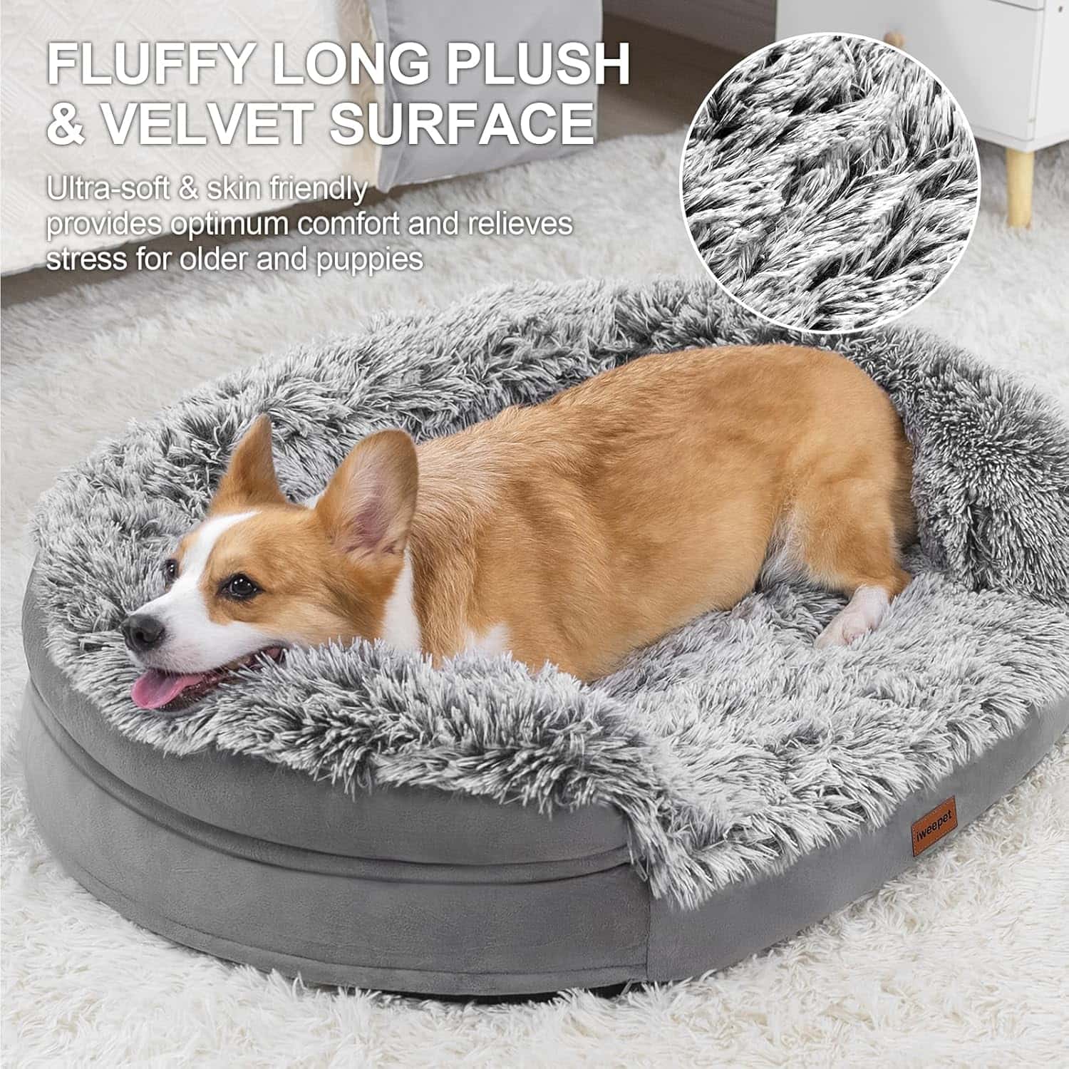 cama ortopedica gruesa para perros con espuma viscoelastica funda lavable y diseño semicircular ideal para chile