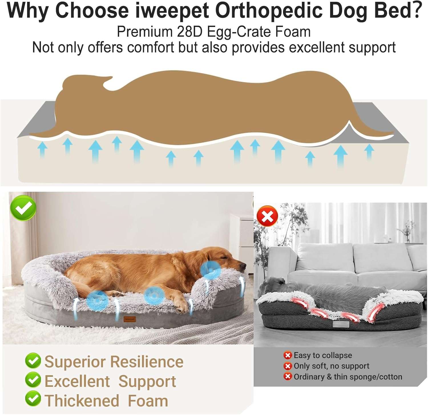 cama ortopedica gruesa para perros con espuma viscoelastica funda lavable y diseño semicircular ideal para chile