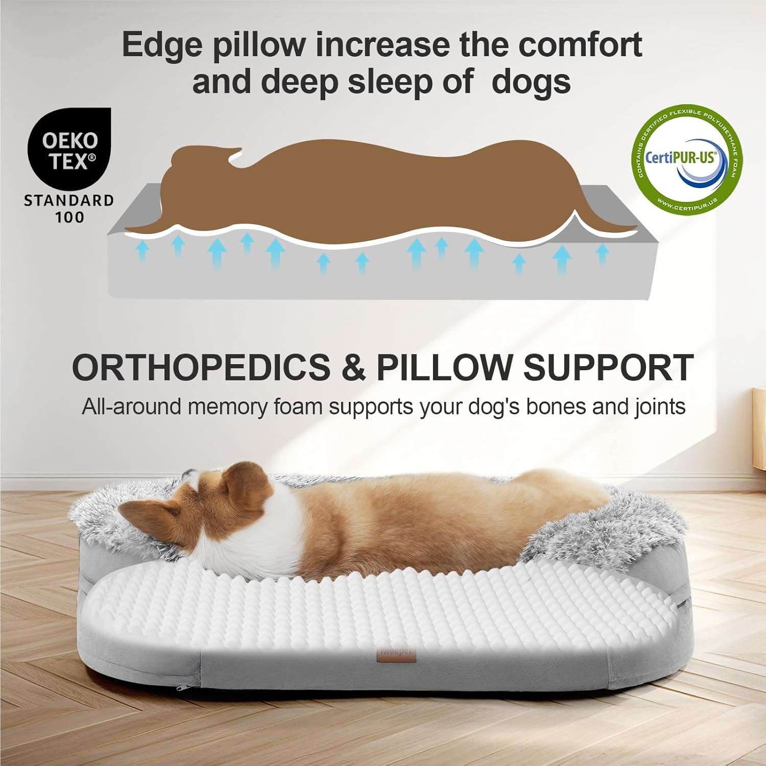 cama ortopedica gruesa para perros con espuma viscoelastica funda lavable y diseño semicircular ideal para chile